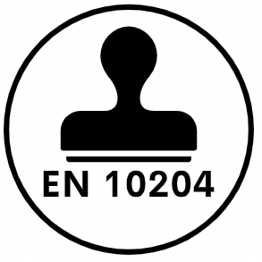 Logo für eine Umstempelbescheinigung nach EN 10204